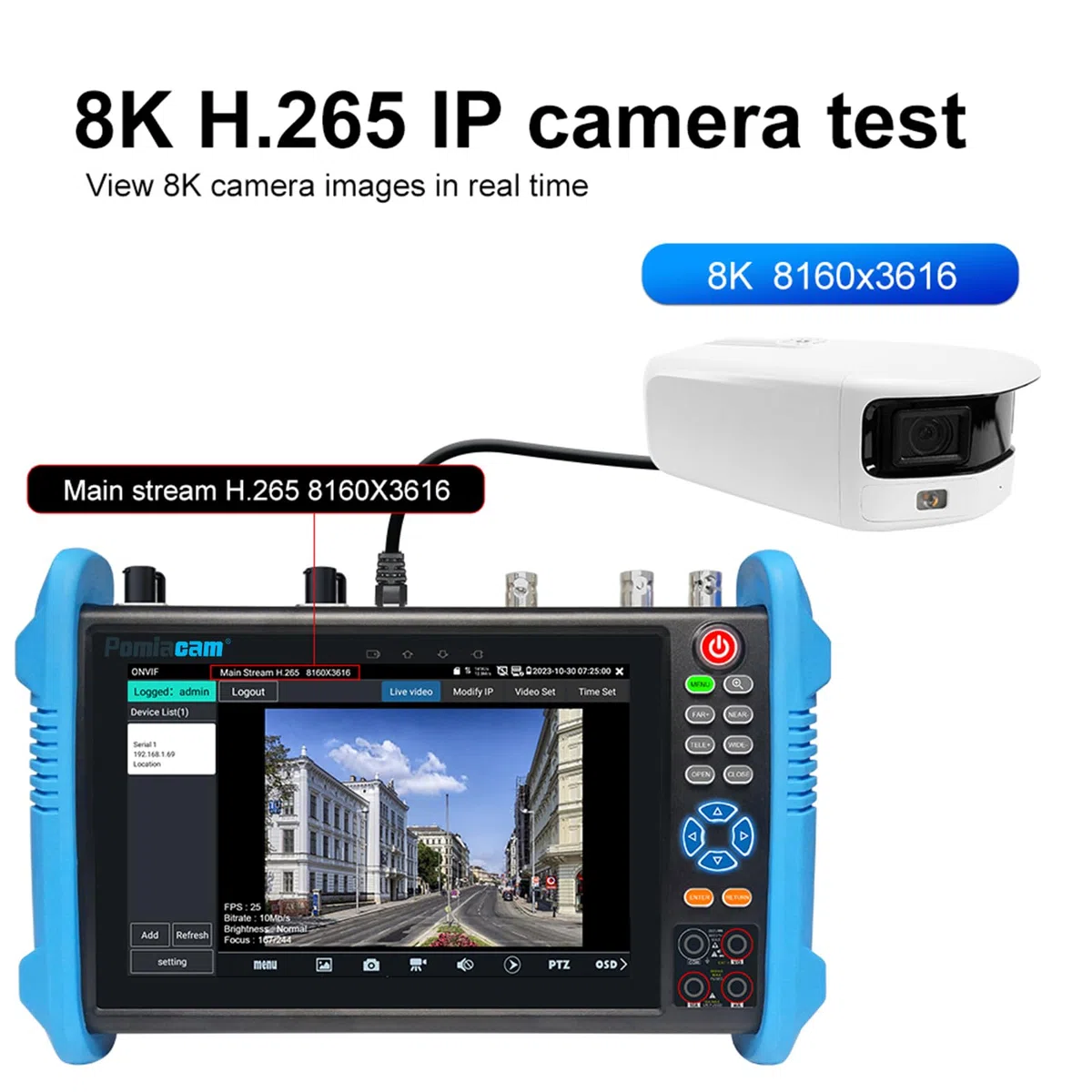 Strumento ditest per telecamera IP IPC-9800MOVTADHS Plus Tester analogico multifunzionale per telecamera IP Monitor touchscreen IPS da 7'' 8MP SDI TVI AHD CVI TDR OPM VFL Telecamera POE WIFI CCTV HDMI
