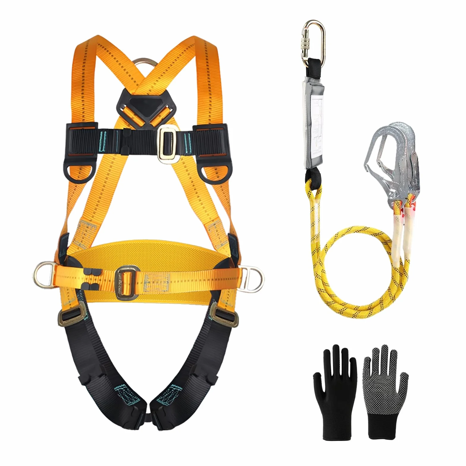 Imbracatura di sicurezza anticaduta con doppia fune e ganci, imbracatura corpo intero regolabile per uomo, edilizia, arrampicata, tetti, lavori esterni, carico max 100 kg, conforme EN 361/354/355