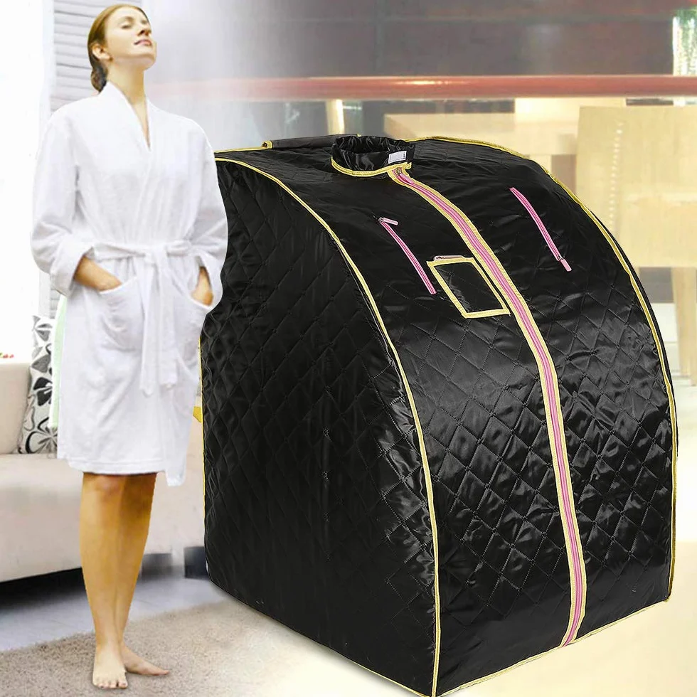 Sauna a infrarossi, sauna portatile, pieghevole, con telecomando, per bagno di sauna e disintossicazione, perspirazione, terapia per perdere peso (nero)