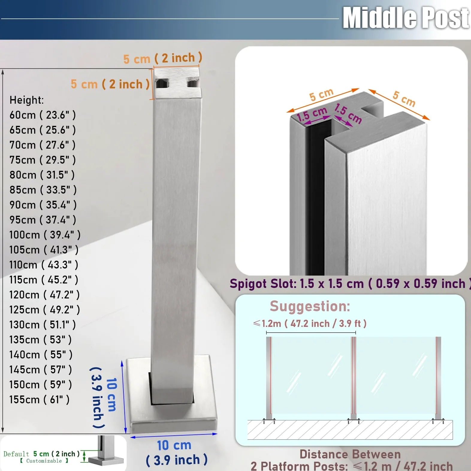Ringhiera Vetro scale interne esterni Balcone Terrazza Sistema Di Pali Ringhiera In Vetro Palo Di Supporto Per Balaustra Del Pannello Con Slot, Kit Balaustra In Vetro Per Scala Piattaforma Ponte Giard