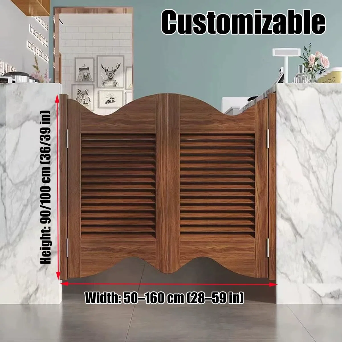 Porta Saloon Porte Del Saloon Bar Western A Doppia Azione A 180°, Café Personalizzabile 2 Ante, Porte A Battente con Cerniere in Metallo Porte Oscillanti Chiusura Automatica