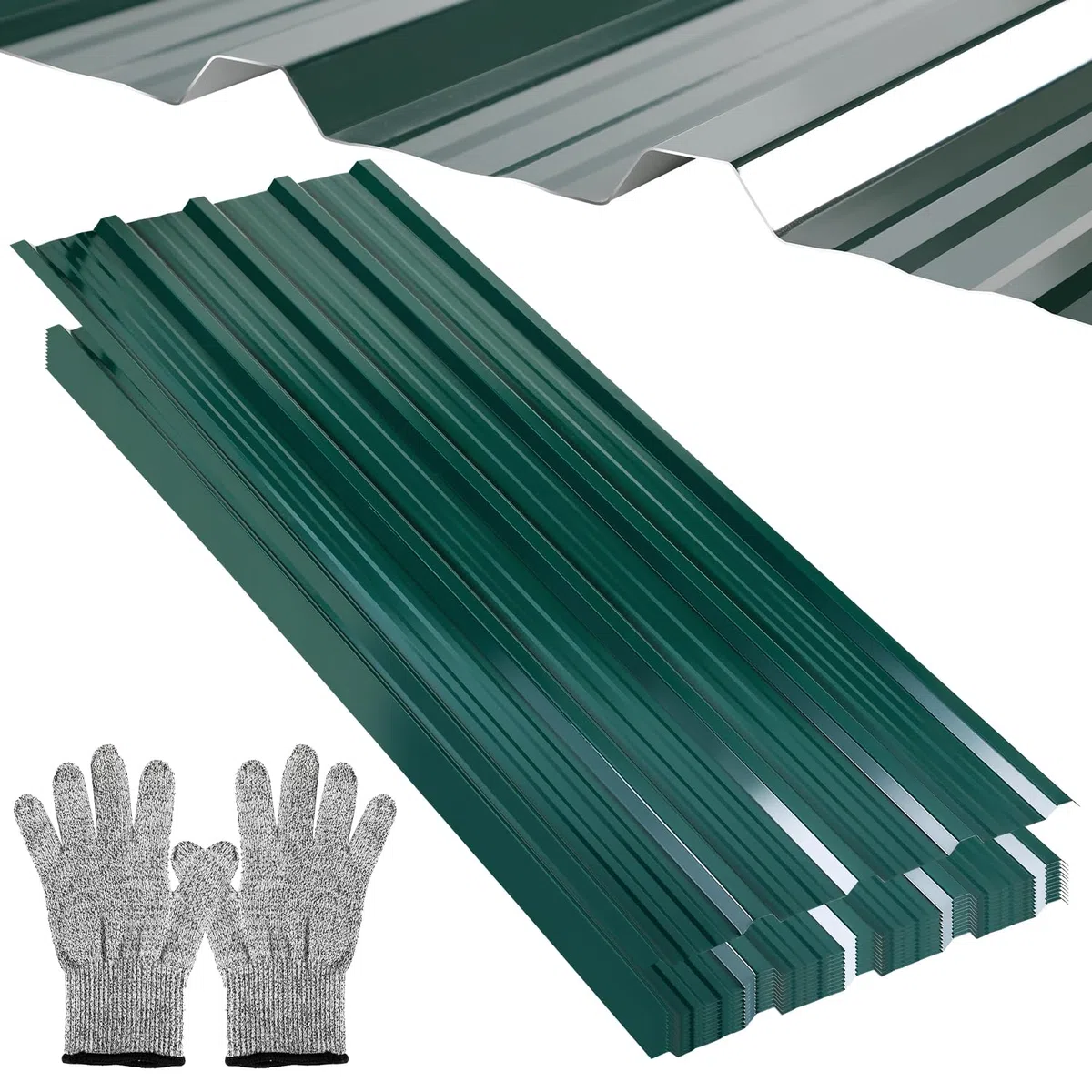 24 lastre per tetto in lamiera ondulata zincata, con spessore da 0,25 mm, da 129 x 46 cm,per una superficie totale di 14 m², per capannoni d’auto, capannoni per attrezzi e coperture per tetti