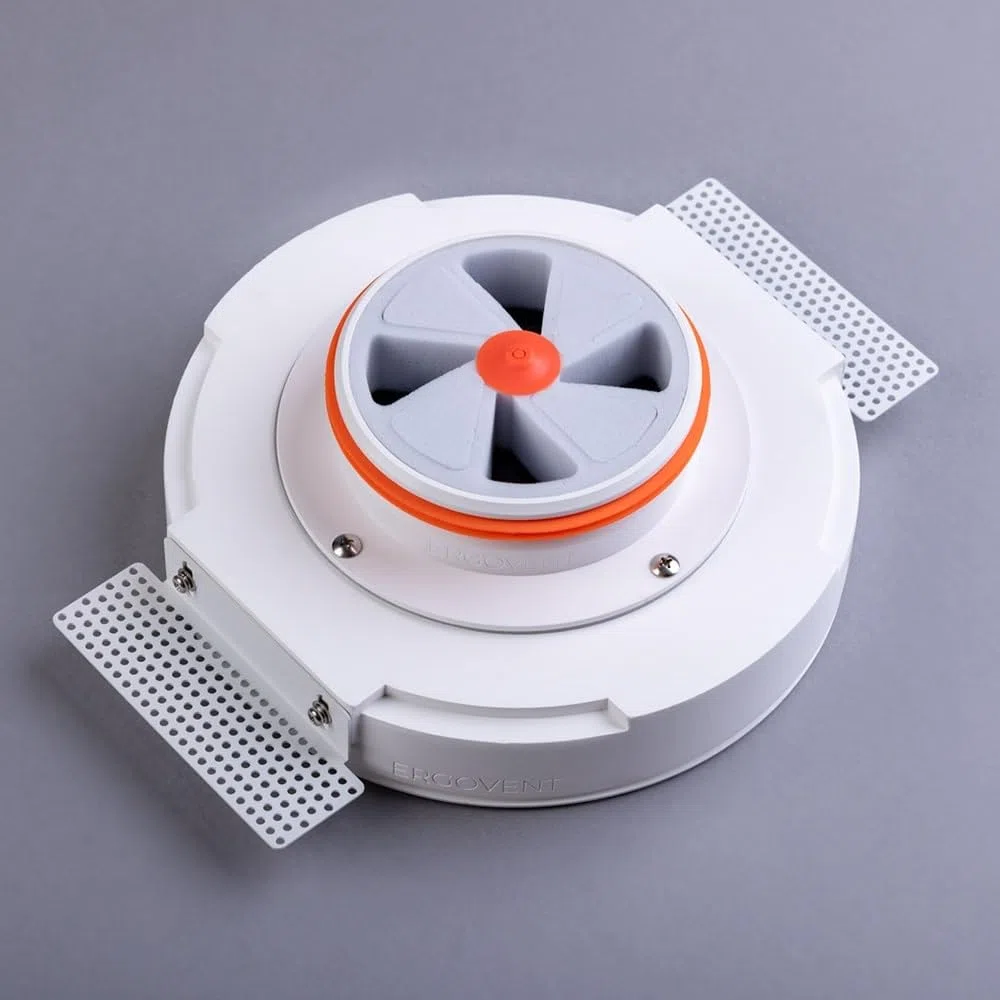 RONDO-100 - Aspiratore 100mm Tondo per Soffitto, Diffusore Verniciabile 4", Valvola a Disco con Magnete, Design poco Appariscente