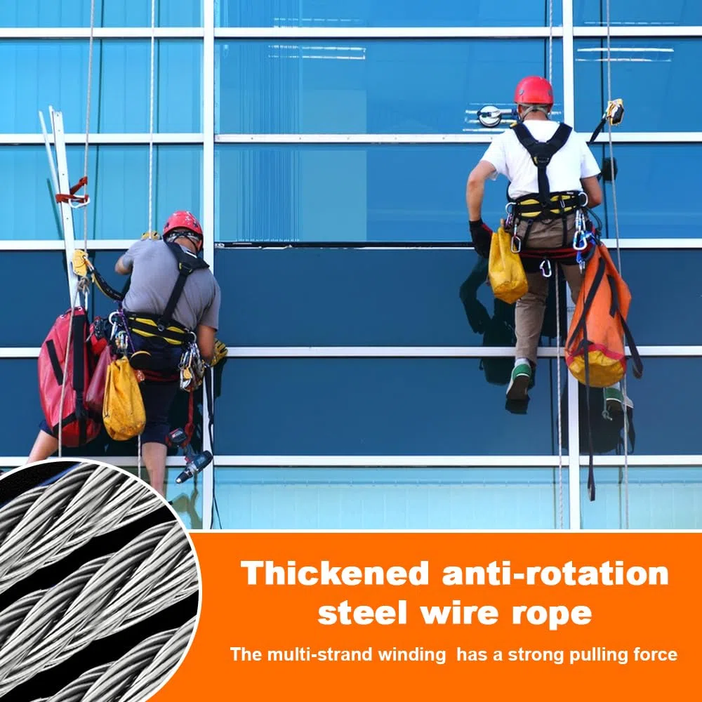 Dispositivo di sicurezza per elevazione, protezione anticaduta, 10 m, 150 kg, protezione anticaduta, copertura con gancio autobloccante, cinghia di raccolta, retrattile per lavori in altezza