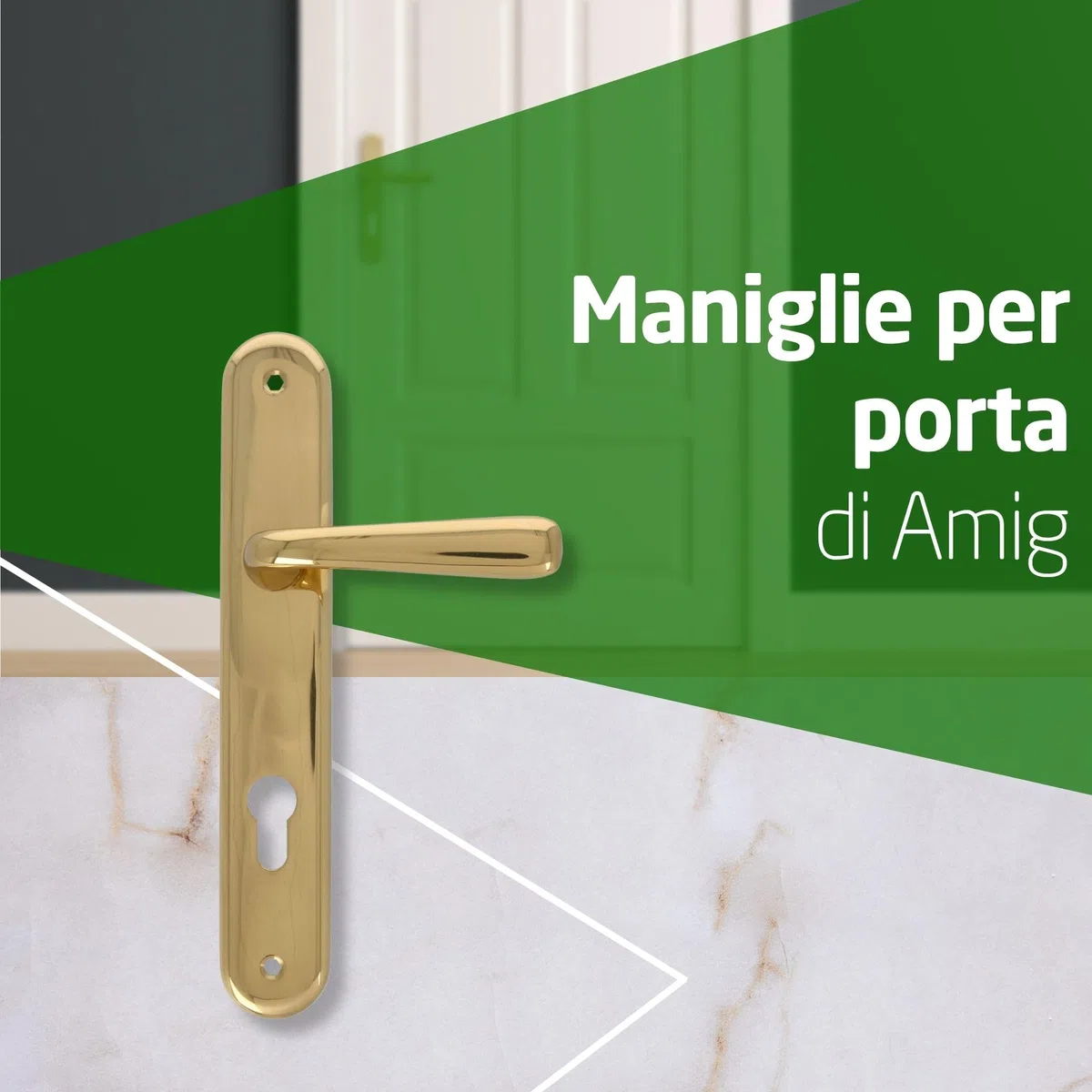 Amig - Set di Maniglie in Ottone - Modello 252 - Misura: 250 x 40 mm - Quadrato 8 mm - Finitura: Lucido