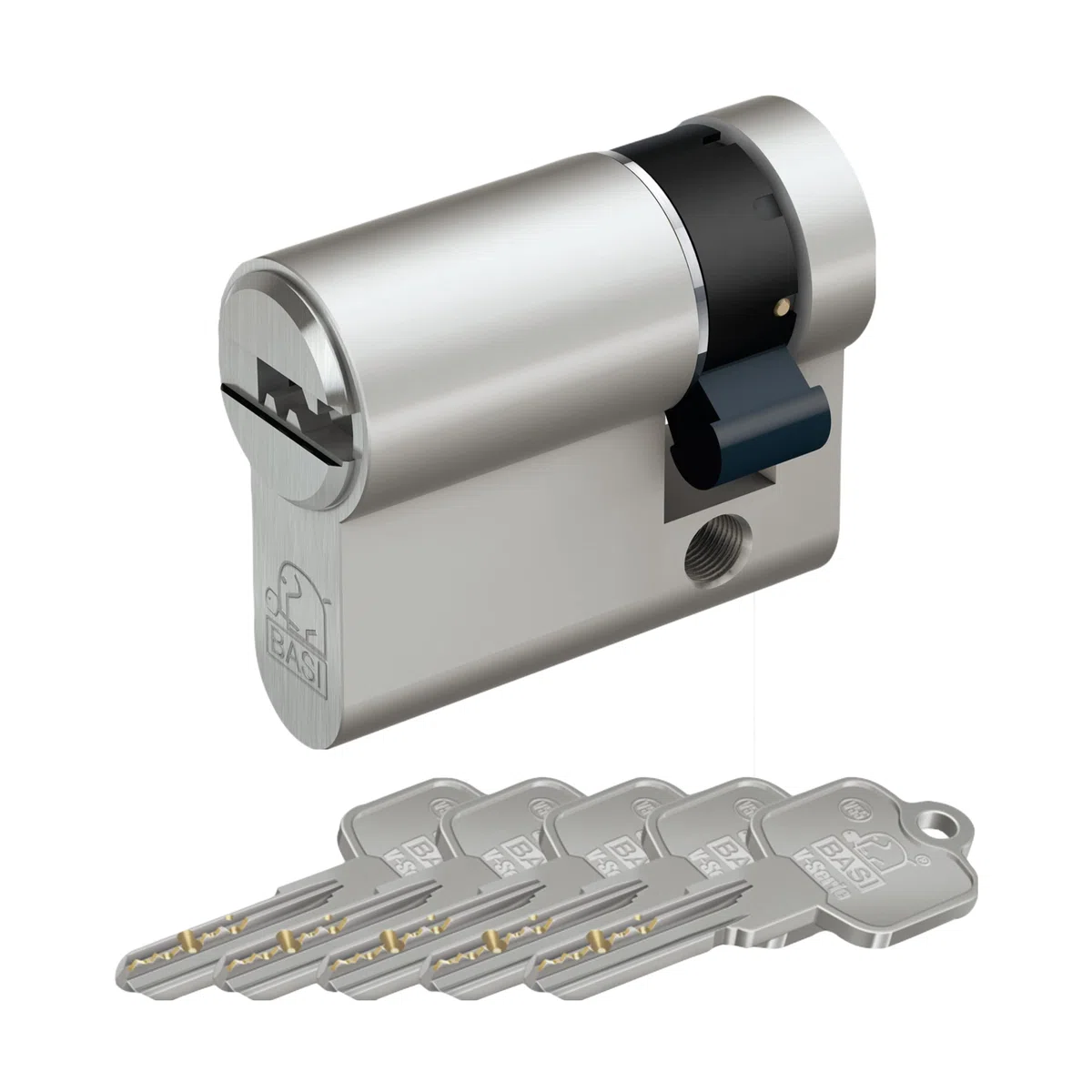 BASI set di chiavi con cilindro a profilo abbinato e 5 chiavi reversibili, acciaio inox di alta qualità, cassetta per chiavi per interni ed esterni, montaggio a parete