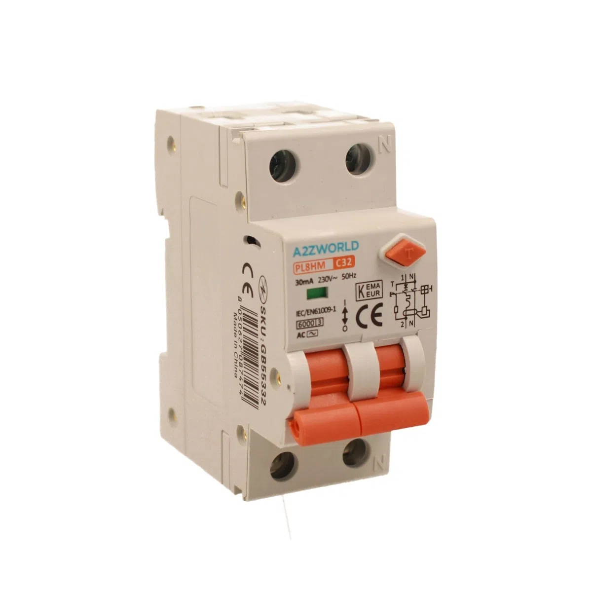 Interruttore Magnetotermico Differenziale Con Riarmo Automatico, RCBO Tipo AC Curva C, Idn 30mA / 0.03A, In 25A, 1P+N 6kA, 3 Moduli, con 3 Tentativi di Riarmo (10s/60s/300s)
