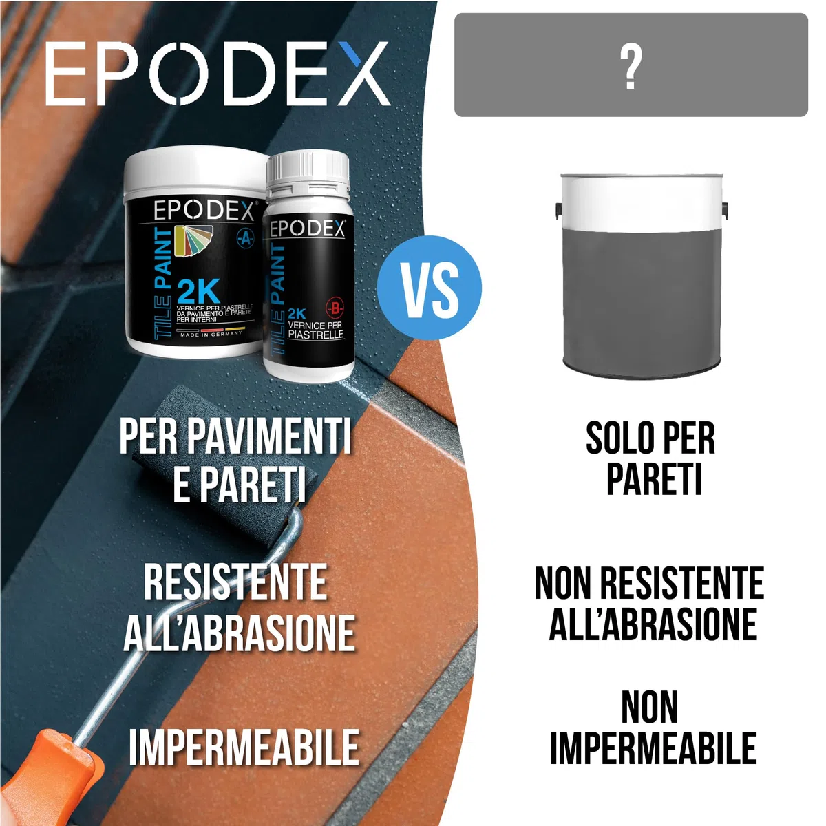 EPODEX 2K Vernice per piastrelle CON ACCESSORI, vernice epossidica per cucina, bagno e altri ambienti, per piastrelle da aarete e pavimento - 1,8kg - 7m² per 2 mani - Peach - Pastel
