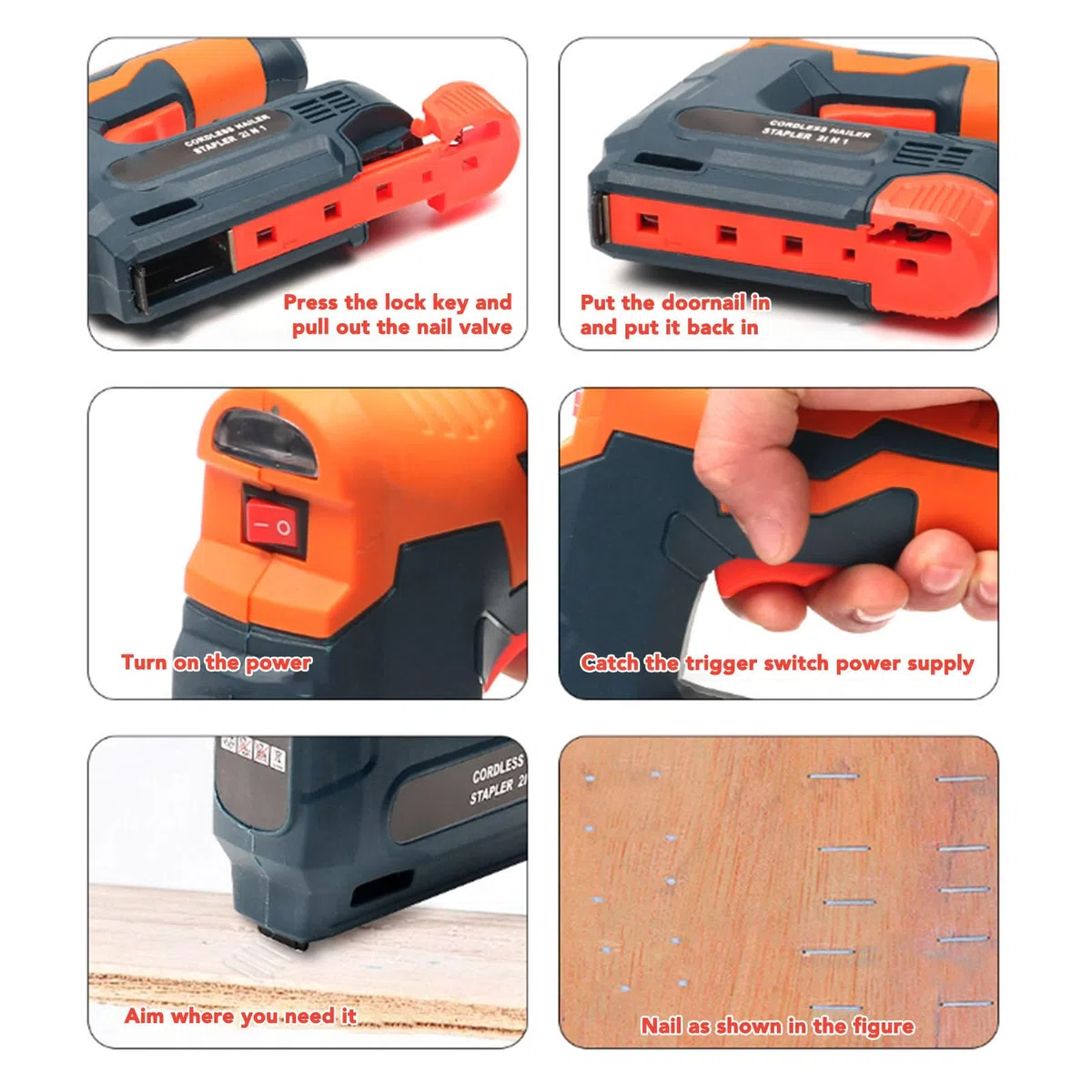 Graffettatrice Elettrica Senza Fili 2 in 1 Sparachiodi a Batteria per Brad e Chiodi Professionale per Carpenteria e Progetti Fai Da Te