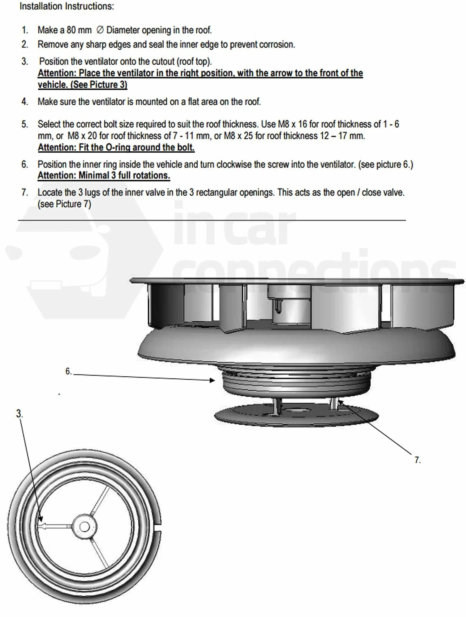 ICC Piccolo Profilo Basso Rotativo Tetto Ventola Furgone Bus - Bianco - Vento Guidato Girevole Ventilatore