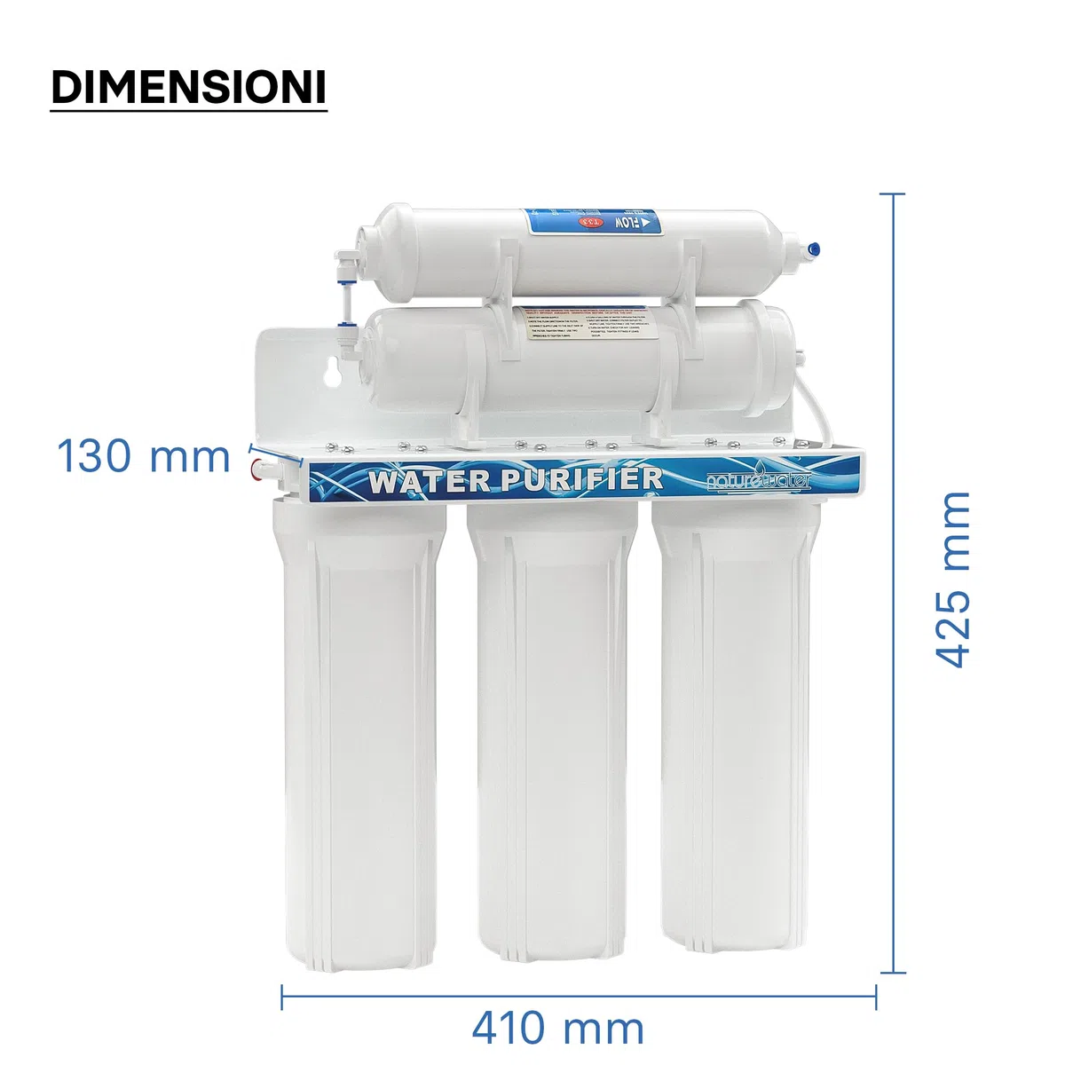 Naturewater Filtro dell'acqua a 5 livelli NW-PR305, con cartucce filtranti da 254 mm, con rubinetto