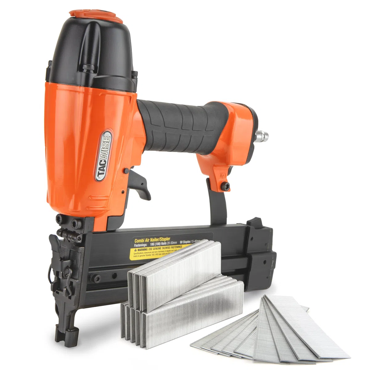 Tacwise 1804 Chiodatrice/Graffatrice Pneumatica 2 in 1 con 1000 Chiodi Tipo 18G / 30 mm e 800 Punti Tipo 90/25 mm