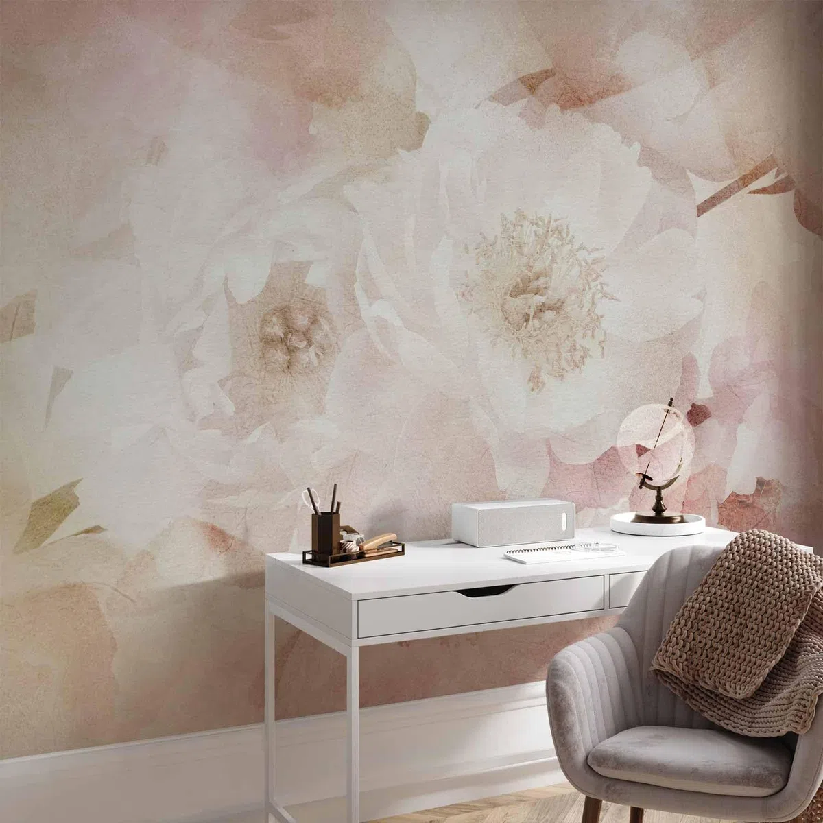 murando - Carta da parati Floreale Adesiva Fiori 392x280 cm Fotomurali Adesivi Murali Rivestimento Parete Moderna per Pareti Adesiva Muro Decorativo Fotomurale Soggiorno Rose Botanico Natura beige