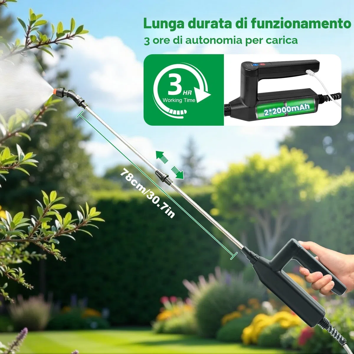 SYLSTAR Pompa Irroratrice a Batteria 12L, 3 Velocità Pompa a Spalla a Batteria con Indicatore, 7,4V Atomizzatore Potente Nebulizzatore Giardino con 5 Ugelli Regolabili per Giardino Cortile Prato
