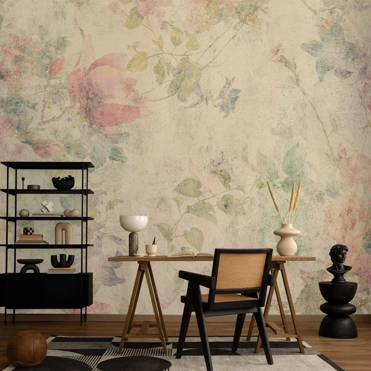 murando - Carta da Parati Adesiva Retro Fiori 343x256 cm Fotomurali Adesivi Murali Rivestimento Parete Moderna per Pareti Adesiva Muro Decorativo Fotomurale Soggiorno Botanica Natura