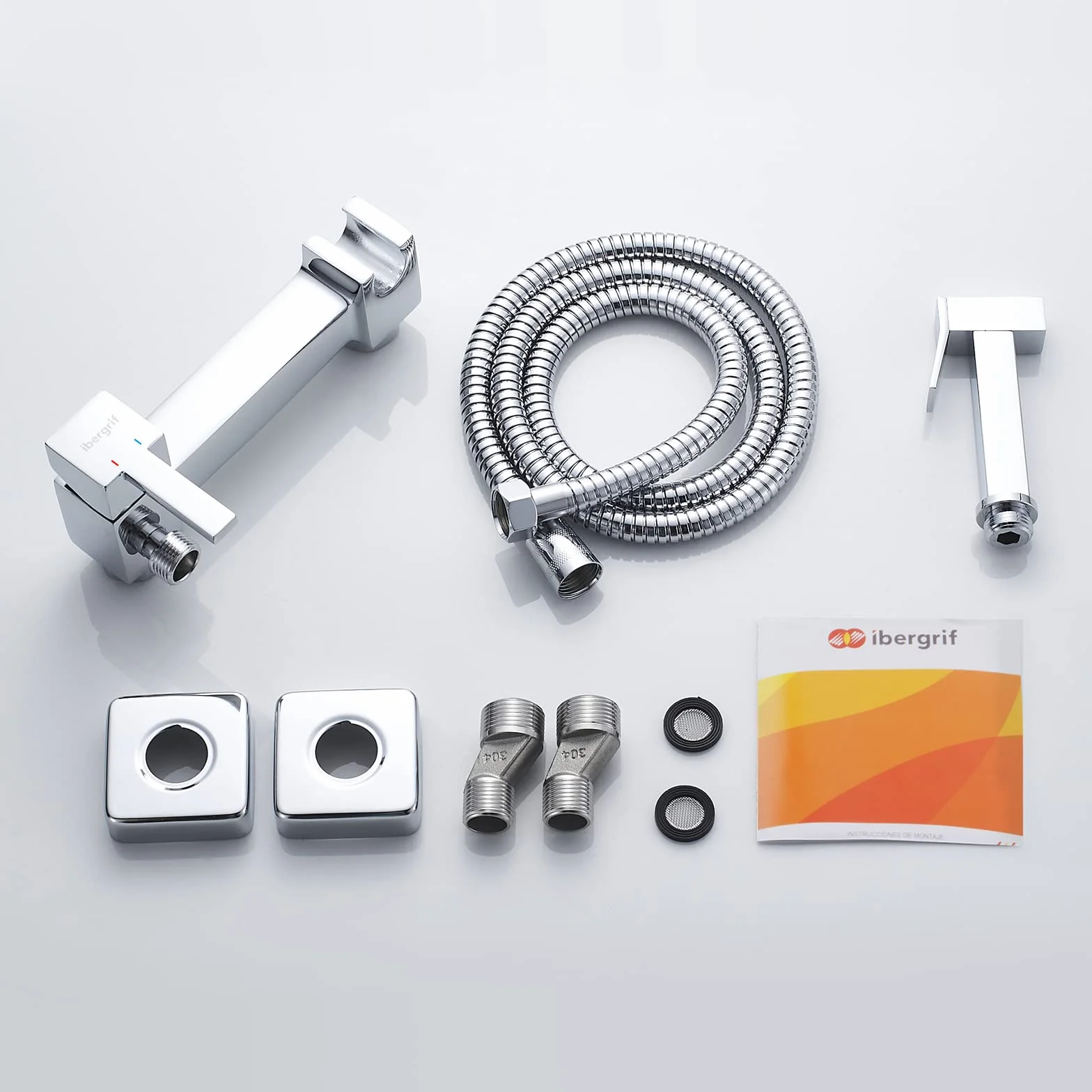 Ibergrif - Kit Doccetta Esterno per WC e Bidet, Acqua Calda e Fredda,