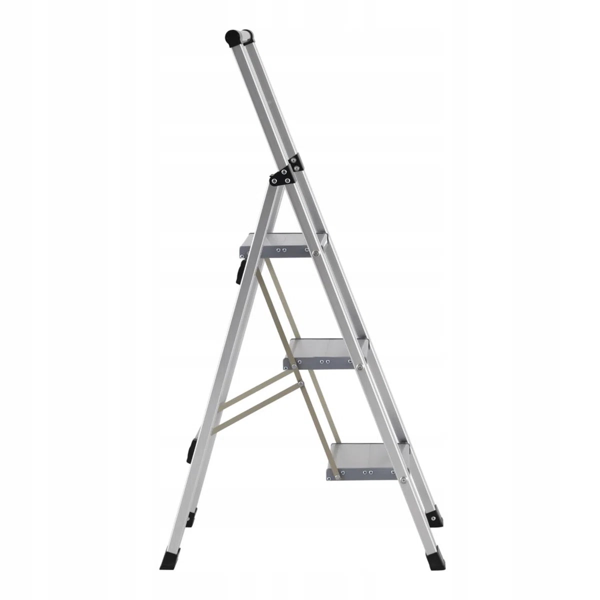 Brigros - Scala Piatta per uso domestico, Scalita la rivoluzione delle scale, in alluminio, Super Leggera, Ultra piatta, Facile da conservare e traportare, non occupa spazio (Galva - 3 Gradini)