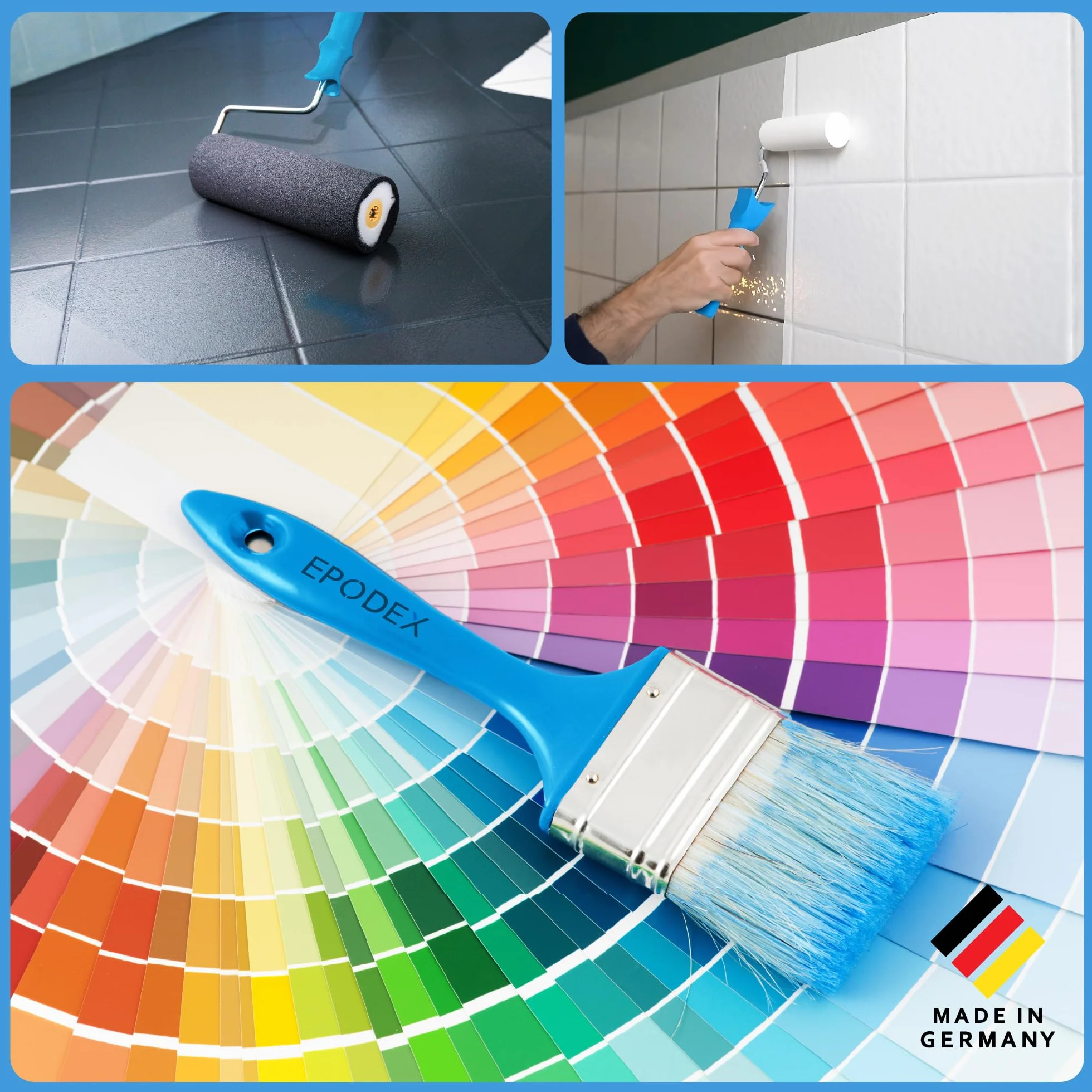 EPODEX 2K Vernice per piastrelle CON ACCESSORI, vernice epossidica per cucina, bagno e altri ambienti, per piastrelle da aarete e pavimento - 1,8kg - 7m² per 2 mani - Peach - Pastel