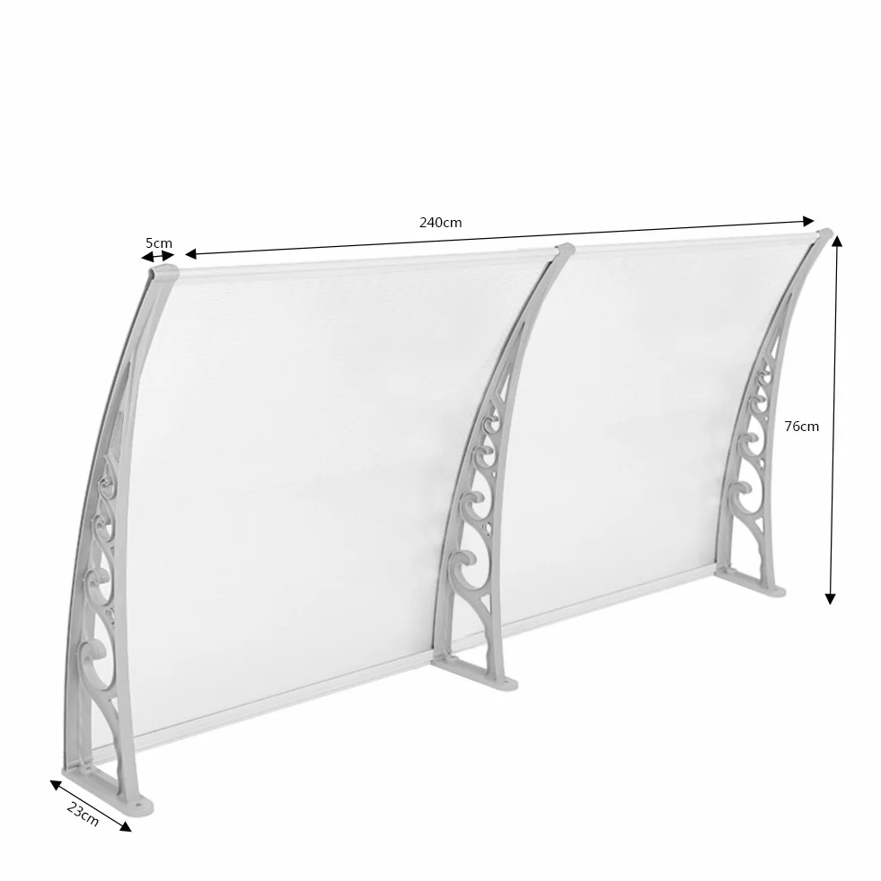 Porta Anteriore a baldacchino, plastica, Alluminio, pensilina ad Arco, pensilina, Trasparente, Tende da Sole (80x240cm)