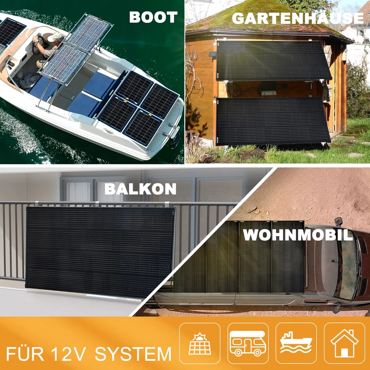 Enjoysolar Mono 100 W Nero 12V Pannello solare monocristallino Pannello solare fotovoltaico Ideale per camper, case da giardino, barca