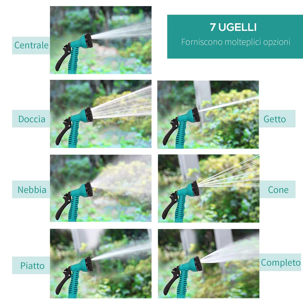DURHAND Avvolgitubo da Giardino Retrattile con Tubo dell'Acqua 15m, Avvolgitubo da Parete Girevole a 180°, Avvolgitubo Automatico con 7 Modalità di Irrigazione e Kit di Montaggio, Nero e Verde