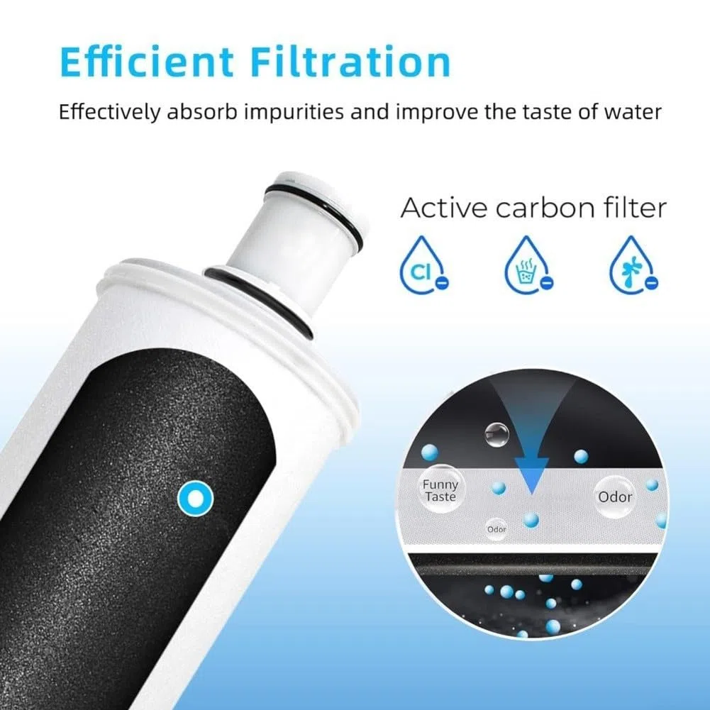 Cartuccia di ricambio per filtro dell'acqua compatibile con sistema eSpring 100186, blocco di carbone attivo riduce 0,2 particelle mantenendo i minerali, capacità 5000 l, bianco