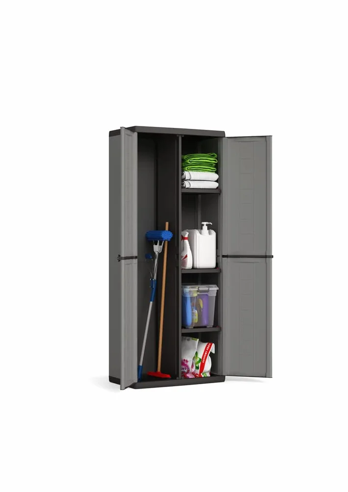 Keter Armadio Jolly Portascope, 3 Ripiani Regolabili, Grigio/Nero, 68x39x166H cm