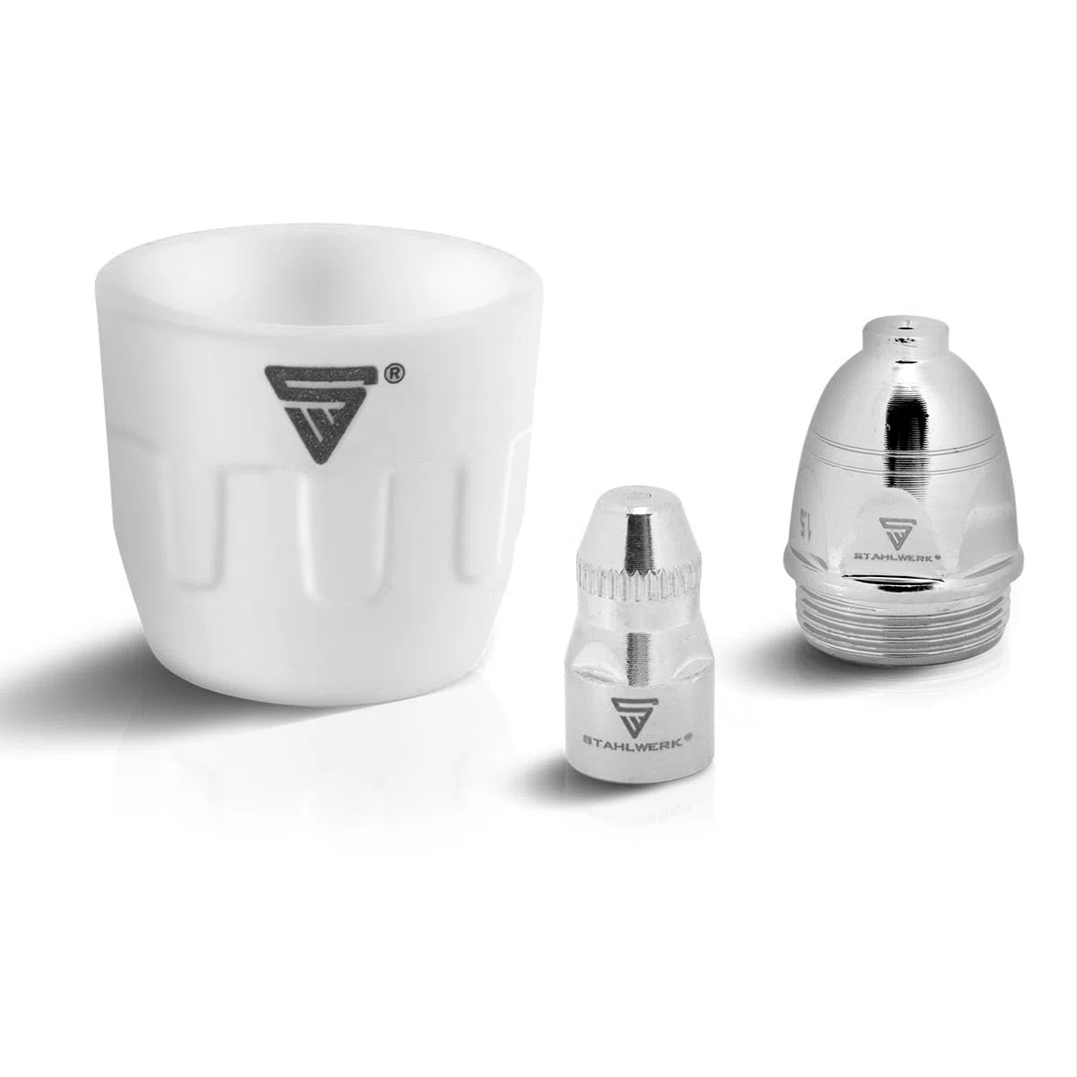 STAHLWERK P-80 Accessori per plasma Parti di usura, ugelli per plasma + elettrodi + cappucci in ceramica per torcia da taglio al plasma P-80 CUT, set 50 pezzi.