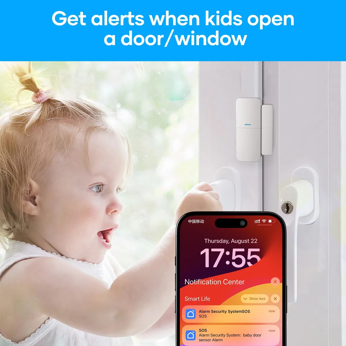 AGSHOME Allarme Casa Senza Fili, Sistema di Allarme Casa Senza Fili, antifurto casa wireless Con 1 Sirena, 5 Sensori Per Porte E Finestre E 2 Telecomandi, Tramite App, Compatibile con Alexa