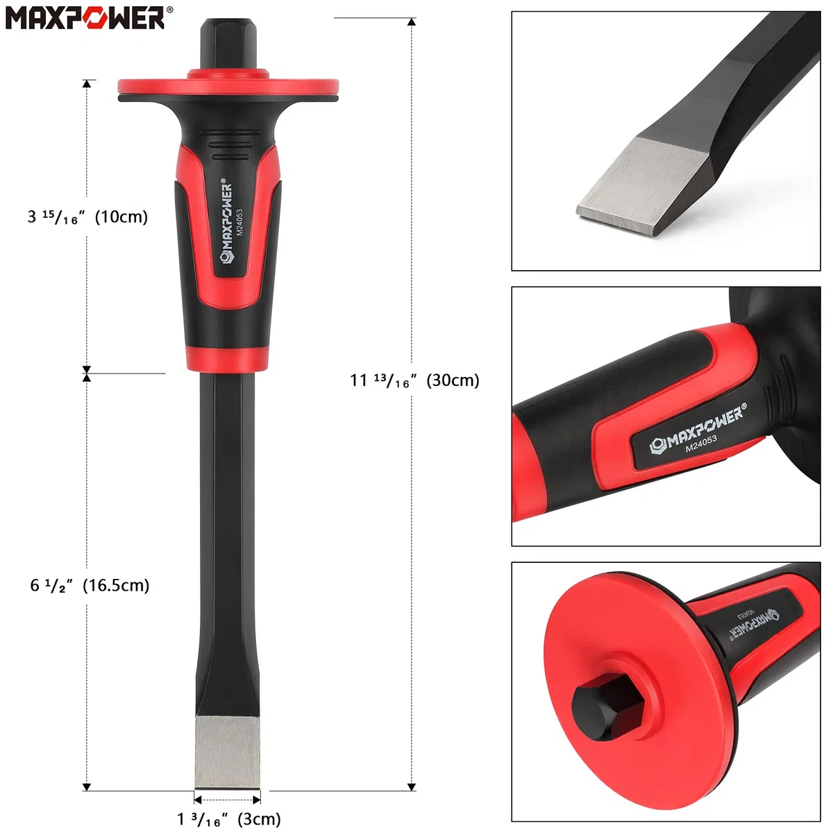 MAXPOWER Set di 3 Scalpelli: Piatto e Punta per Muratore e Piastrelle