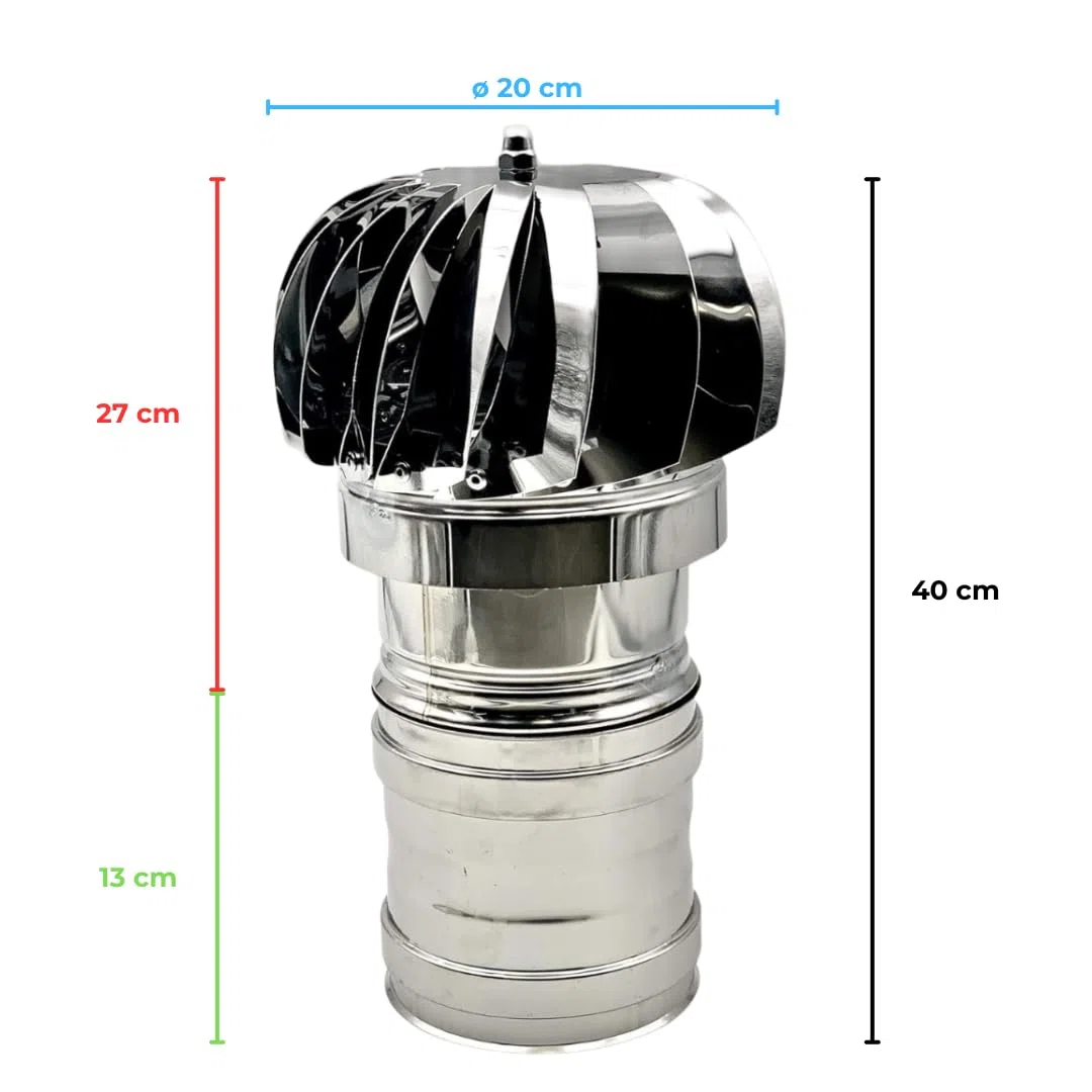 EINSIDE Comignolo girevole attacco femmina, Cappello eolico per camini in acciaio inox AISI 304, ø 120 mm