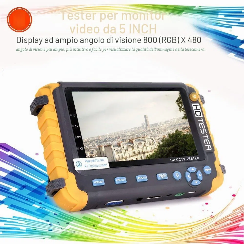 Tester per videocamera di sicurezza, con monitor IV8W da 5 pollici TFT LCD, 4 in 1, 8 MP, AHD, TVI, 8 MP, CVI, CVBS, supporto monitor video HD coassiale, ingresso VGA HDMI, uscita DC 12 V