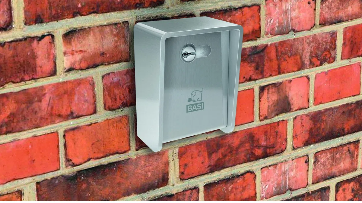 BASI set di chiavi con cilindro a profilo abbinato e 5 chiavi reversibili, acciaio inox di alta qualità, cassetta per chiavi per interni ed esterni, montaggio a parete