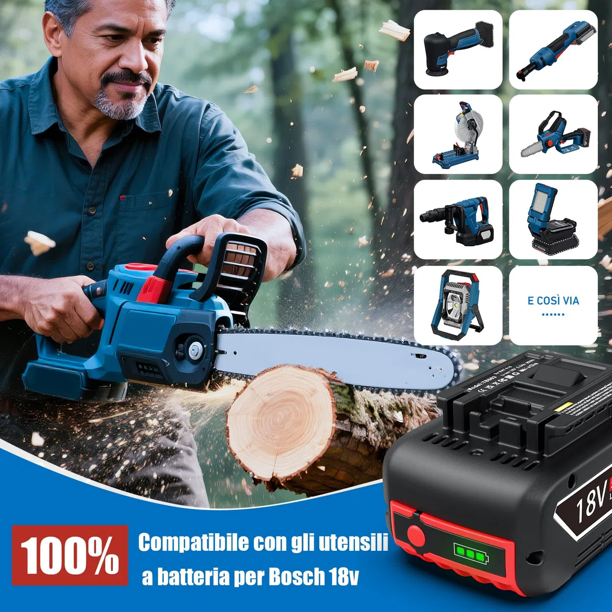 Batteria di ricambio per Bosch 18V: 5,0Ah agli ioni di litio per Bosch 18V BAT618 BAT618G BAT609 BAT609G BAT619 BAT619G BAT610G BAT610 BAT612 BAT622 (2 pezzi)