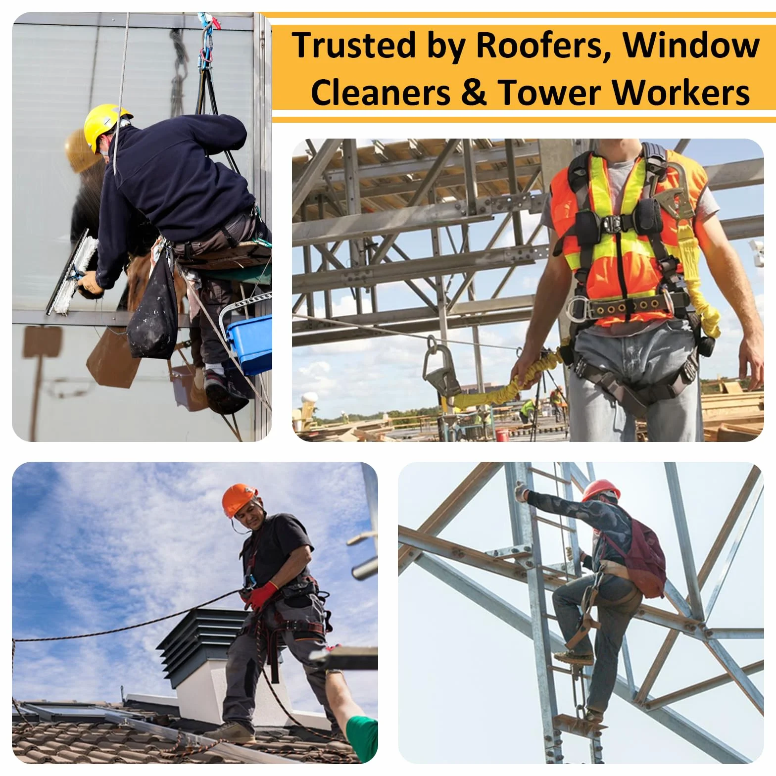 Imbracatura di sicurezza anticaduta con doppia fune e ganci, imbracatura corpo intero regolabile per uomo, edilizia, arrampicata, tetti, lavori esterni, carico max 100 kg, conforme EN 361/354/355