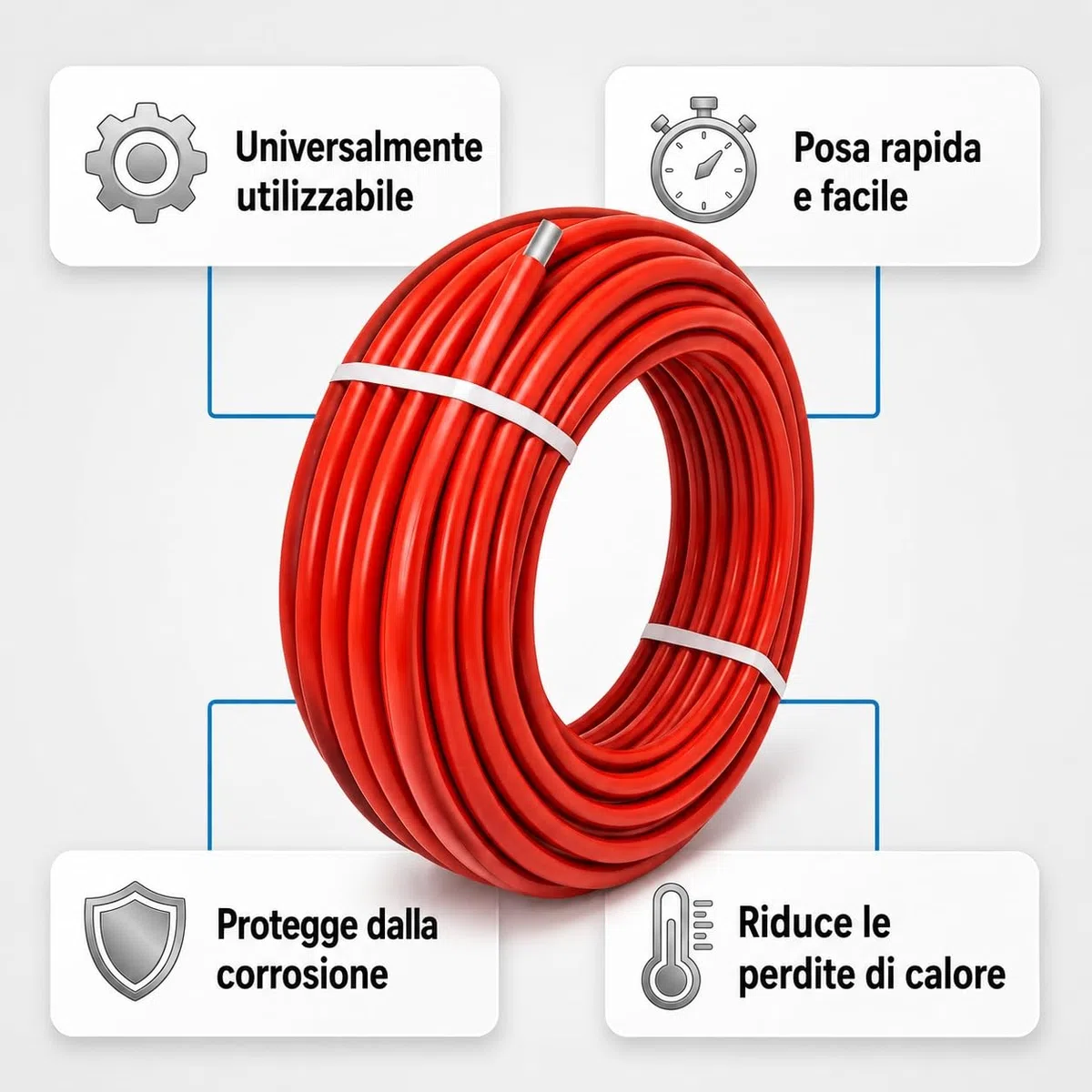 Tubo multistrato 16x2 mm – rotolo da 200 m – per riscaldamento e acqua potabile – flessibile, impermeabile all’ossigeno e resistente alla corrosione – ideale per riscaldamento a pavimento