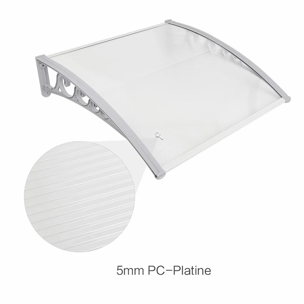 Porta Anteriore a baldacchino, plastica, Alluminio, pensilina ad Arco, pensilina, Trasparente, Tende da Sole (80x240cm)