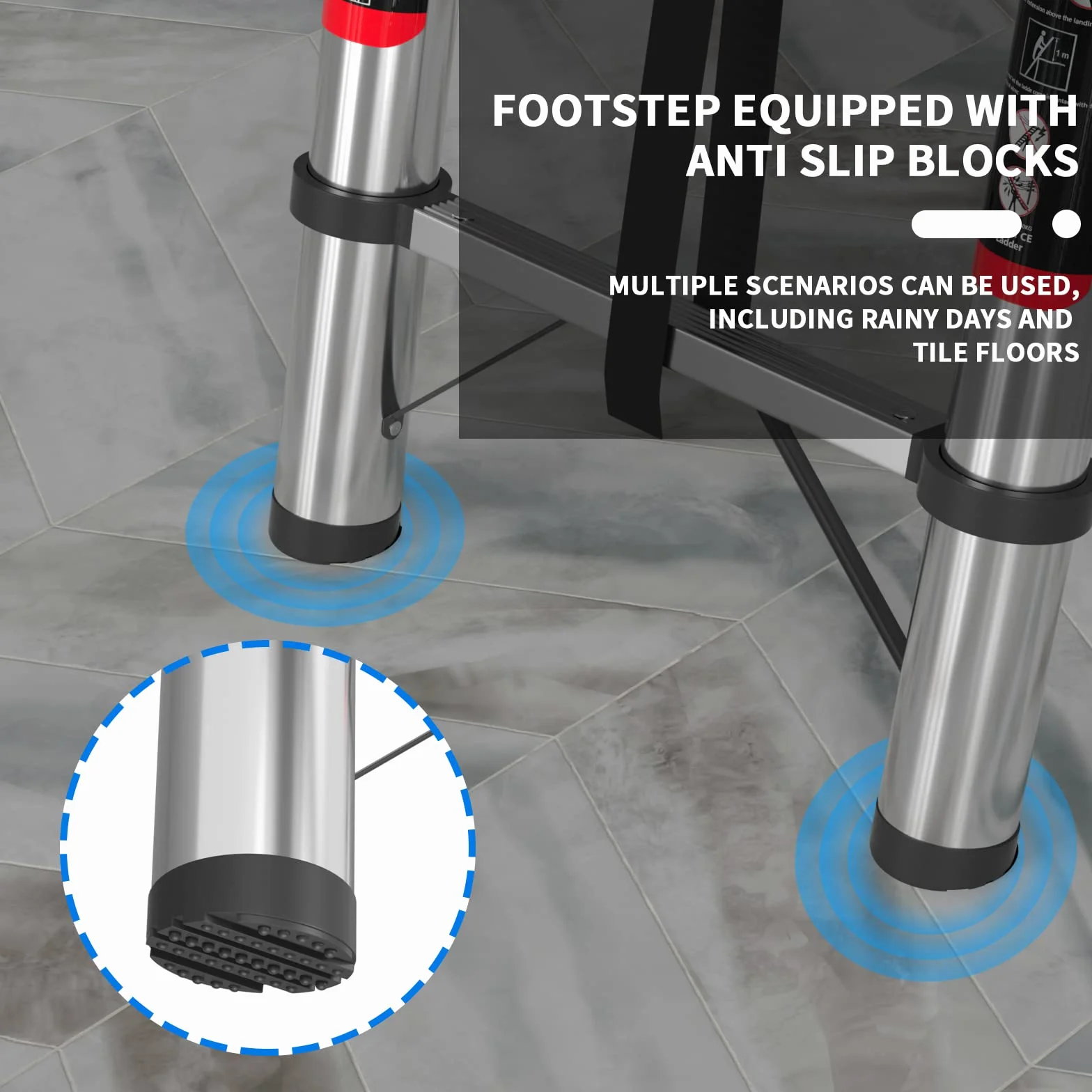 Scala telescopica da 5 m, con gancio, in acciaio inox, portatile, estensibile, scaletta per soffitta multiuso, capacità 150 kg, certificata 131