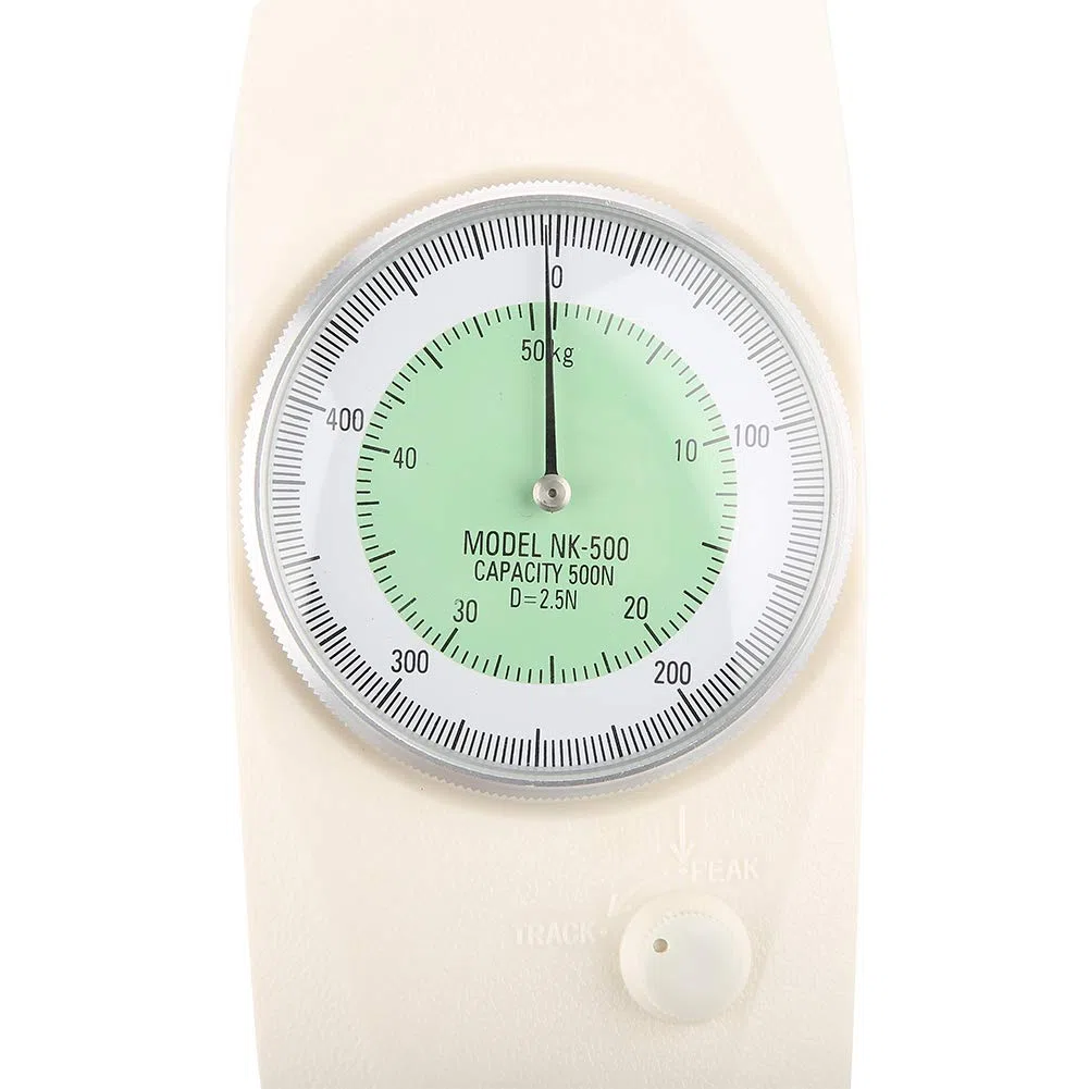 Shopping Pazzo Dinamometro Traino Spinta, 500N dinamometro analogico misuratore di strumento tester di spinta push pull meter calibro, bianco