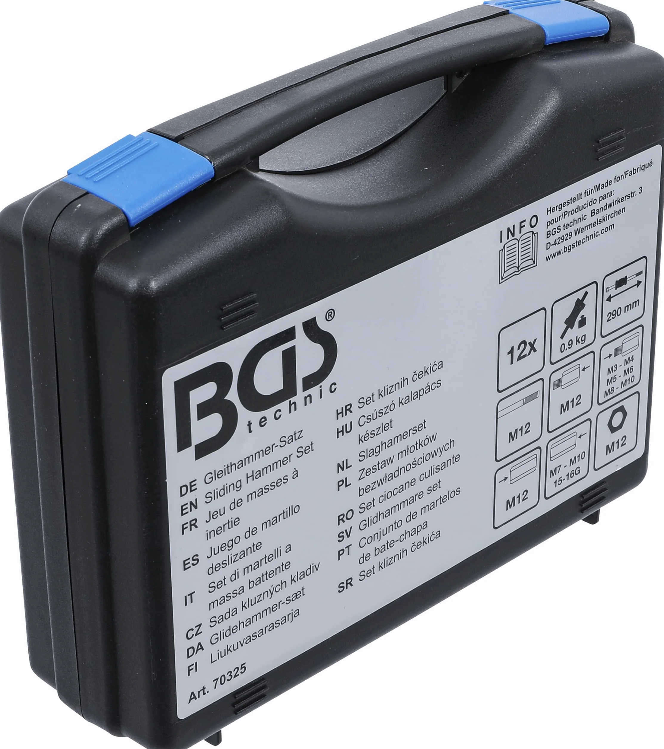 BGS 70325 | Set di martelli a massa battente | con adattatori per filettatura | 12 pz.