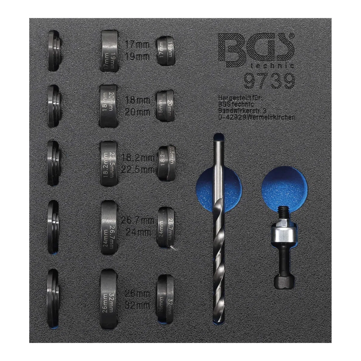 BGS 9739 | Modulo per carrelli portautensili 1/6: set punzonatrice | per sensori di parcheggio | Ø 17 - 32 mm