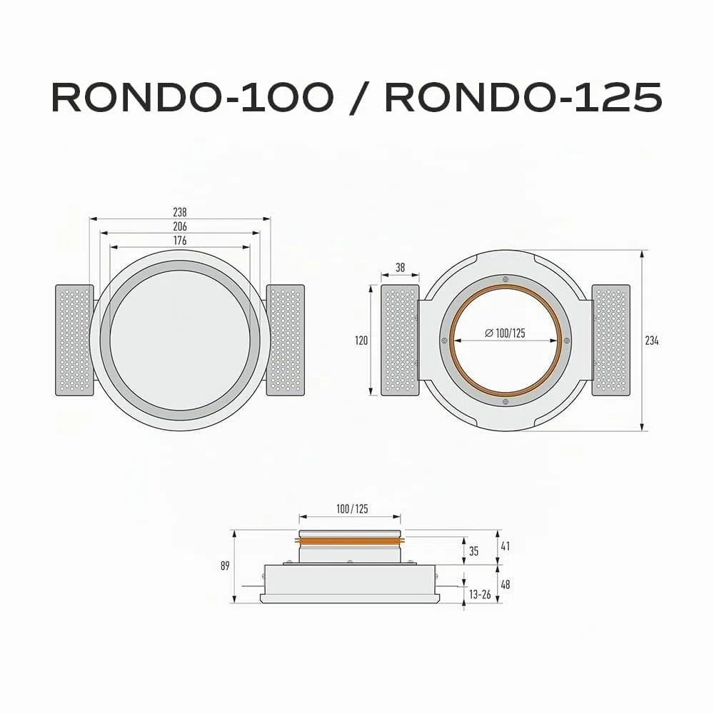 RONDO-100 - Aspiratore 100mm Tondo per Soffitto, Diffusore Verniciabile 4", Valvola a Disco con Magnete, Design poco Appariscente