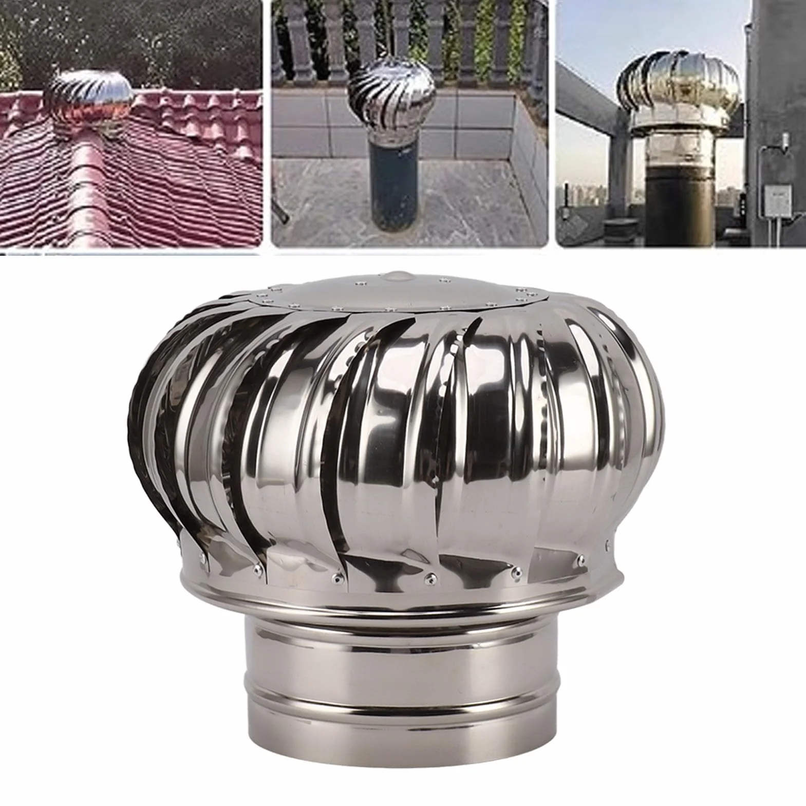 SEAFRONT Comignolo Girevole in Acciaio Inox per Ventilazione Anti-spiffero, Migliora L'efficienza di Combustione, per Uso Domestico e Commerciale (Tipo 200 Addensato)