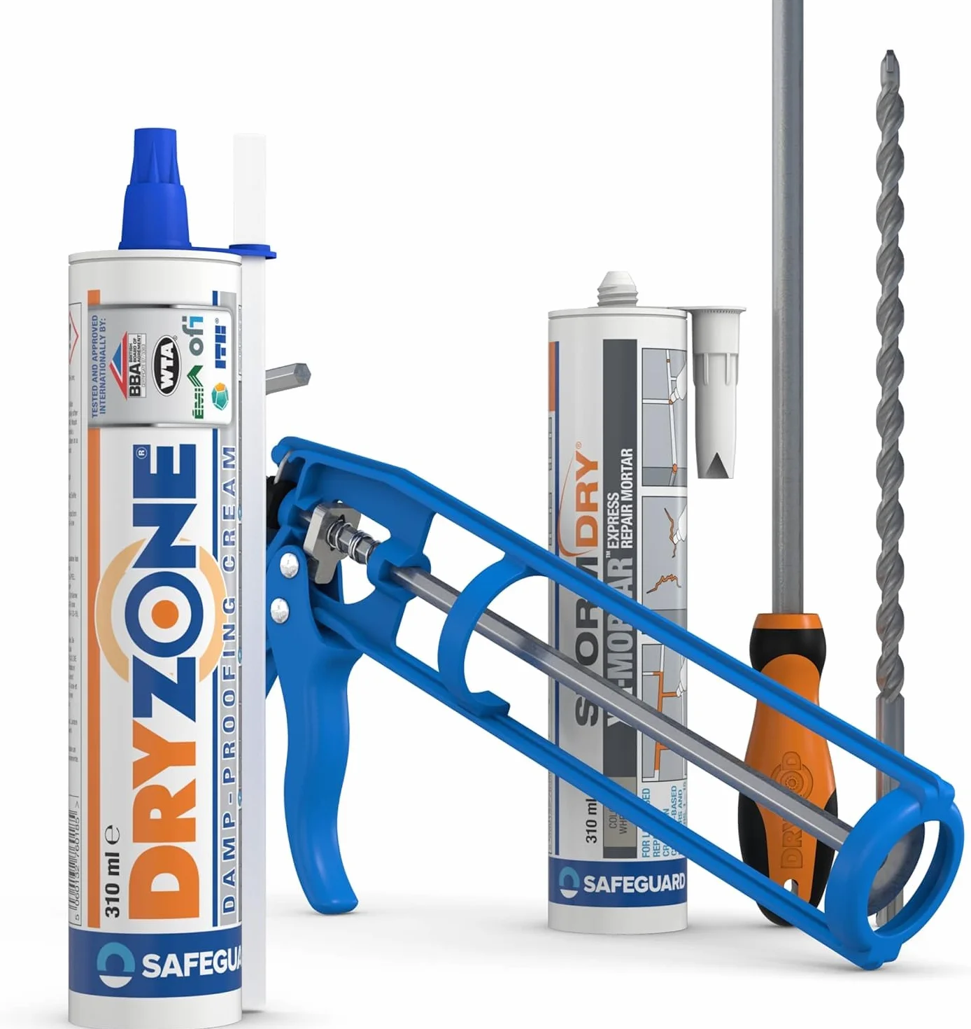 Dryzone Kit Iniezione - Tutto ciò che serve per trattare l'umidità di risalita - Trattamento approvato dalla BBA (6 m)