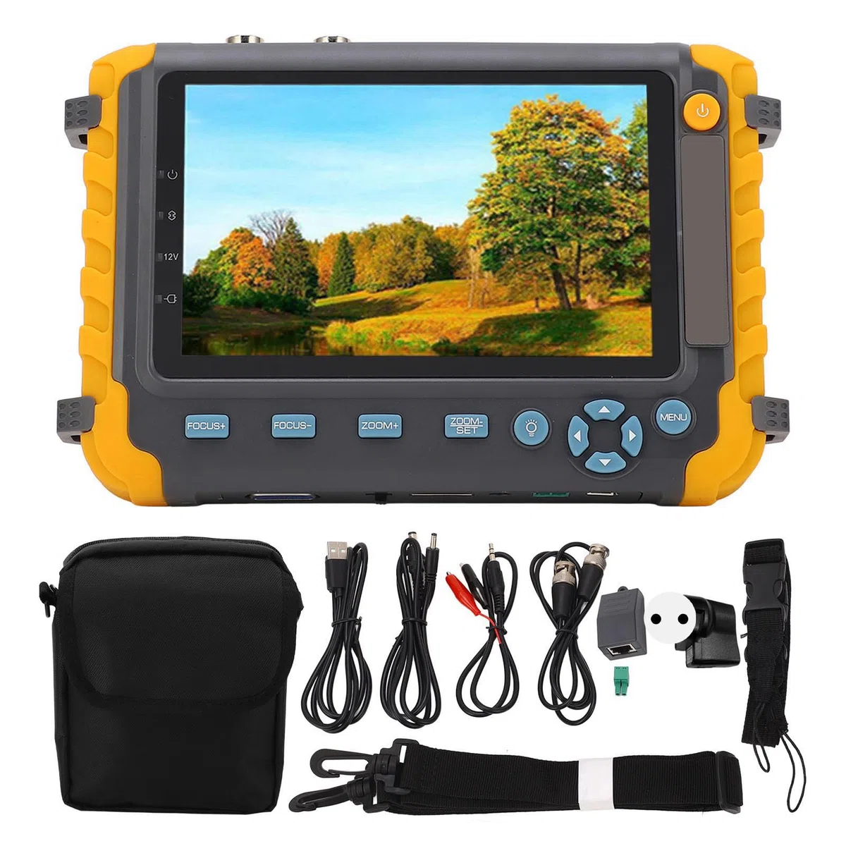 Focket Tester CCTV, Tester per Telecamera IP 5 Pollici 8 MP, Tester per Monitor Video Analogico Coassiale AHD TVI CVI con Test Cavo UTP Controllo PTZ Ingresso HDMI VGA Uscita DC12V (Spina UE)