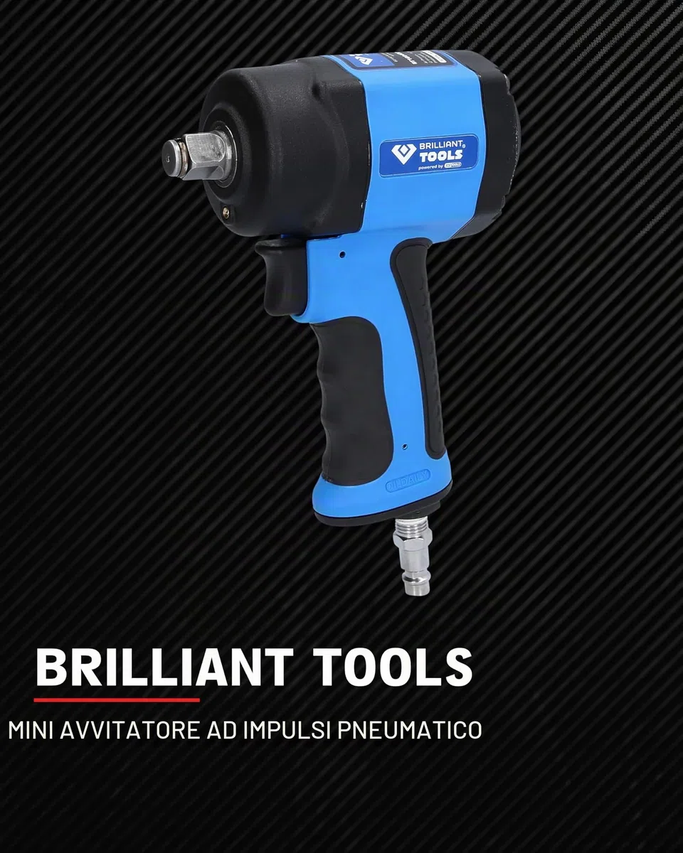 Brilliant Tools BT160400 1/2" Mini avvitatore ad impulsi ad aria compressa, 1.240 Nm