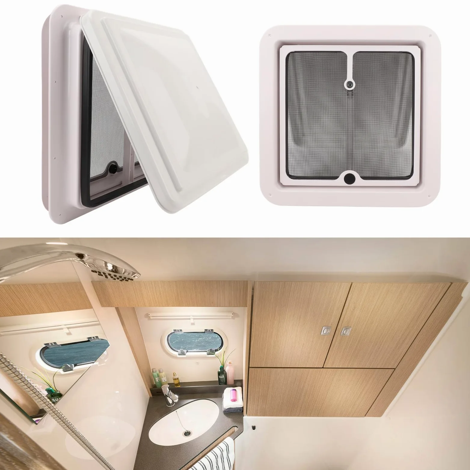 Fockety Presa d'Aria Tetto per Non Elettrica 14, Copertura Universale Tetto per con Coperchio Bianco, Lucernario Manuale con Botola di Ventilazione Tetto(Bianco)