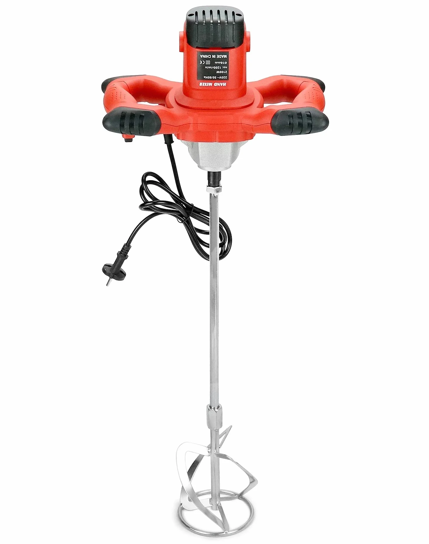 QWORK® Miscelatore Malta Elettrico - 220V 2100W 1200r/min 6 Velocità - Attacco M14 - per Malta, Cemento, Intonaco, Calcestruzzo, Vernice