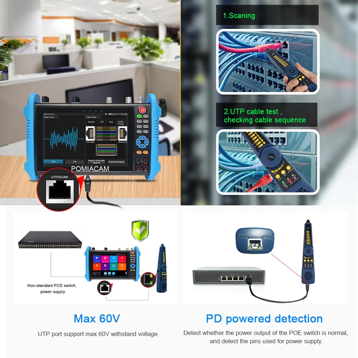 Strumento ditest per telecamera IP IPC-9800MOVTADHS Plus Tester analogico multifunzionale per telecamera IP Monitor touchscreen IPS da 7'' 8MP SDI TVI AHD CVI TDR OPM VFL Telecamera POE WIFI CCTV HDMI