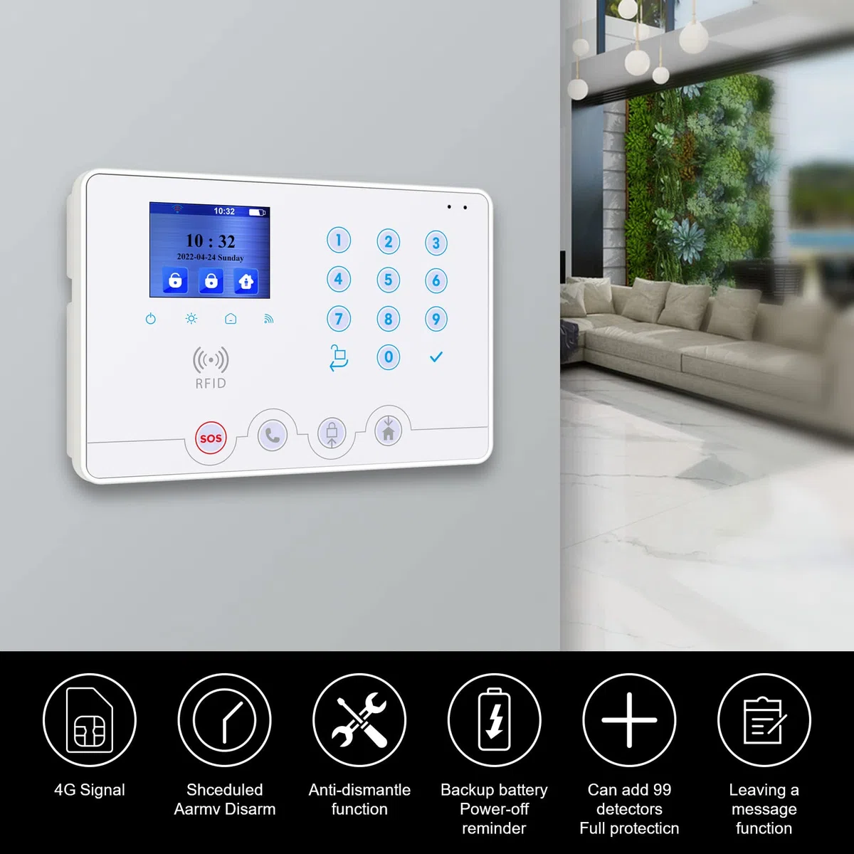 Wolf Guard W4Q-W03 WiFi 4G kit sistema di allarme antifurto casa wireless domestico, APP Tuya Smartlife Alexa Google, italiano (W4Q-W03)